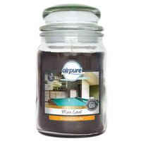 Airpure scented candle in a glass jar with a label on a white background
