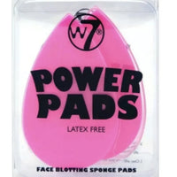 Pink face blotting sponge pads with W7 logo on a clear background