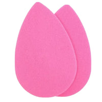 Two pink makeup sponges on a white background