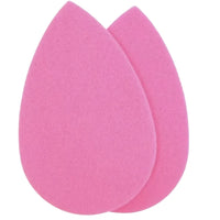 Two pink makeup sponges on a white background