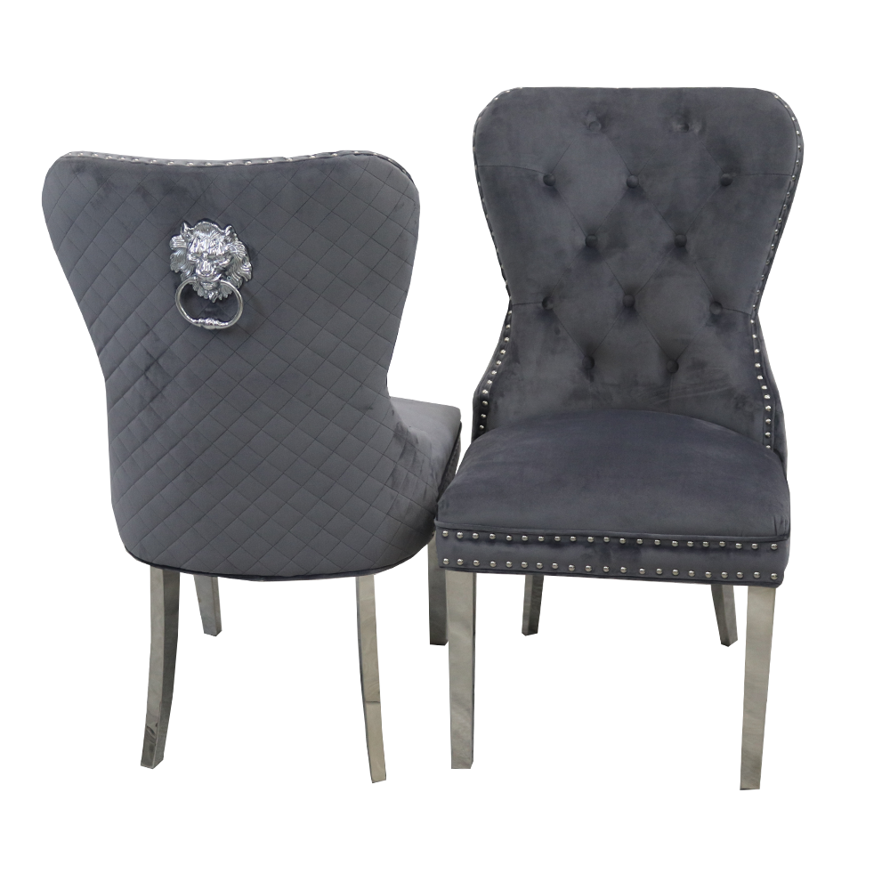 Mayfair Leather Dining Chairs ALL COLOURS Plain Back/Square Knocker