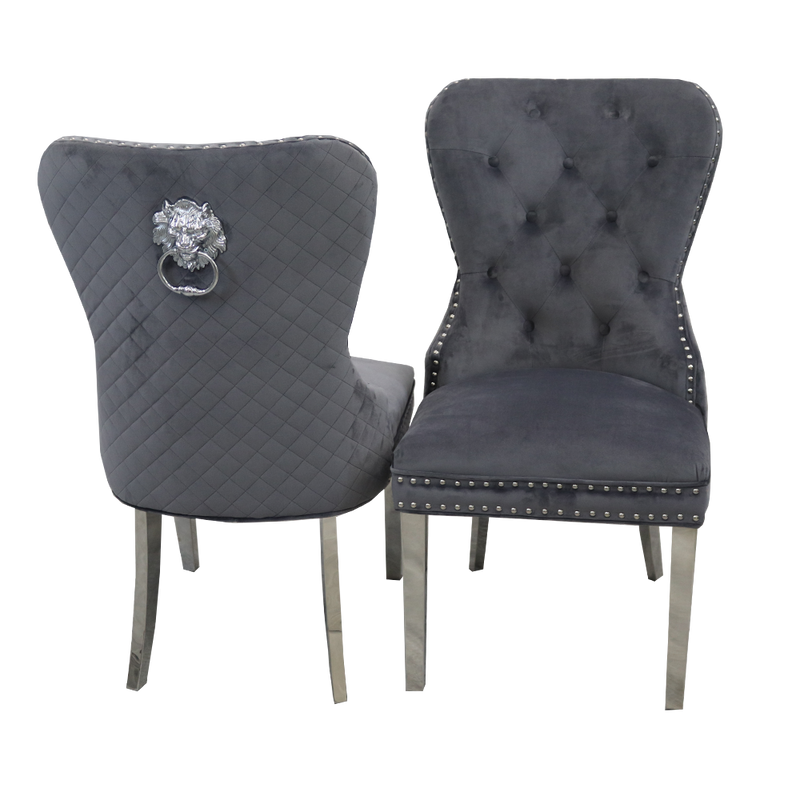 Mayfair Leather Dining Chairs ALL COLOURS Plain Back/Square Knocker