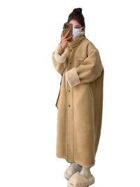 Thickened Imitation Fur Coat Overcoat Women's Long Lamb Suede