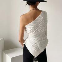 Women's Irregular Twist Knitted Sweater With A Sense Of Waist