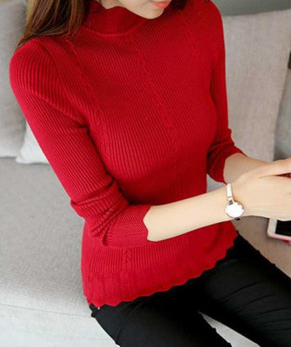 Pullover Women's Long-sleeved Sweater Short Half High Collar