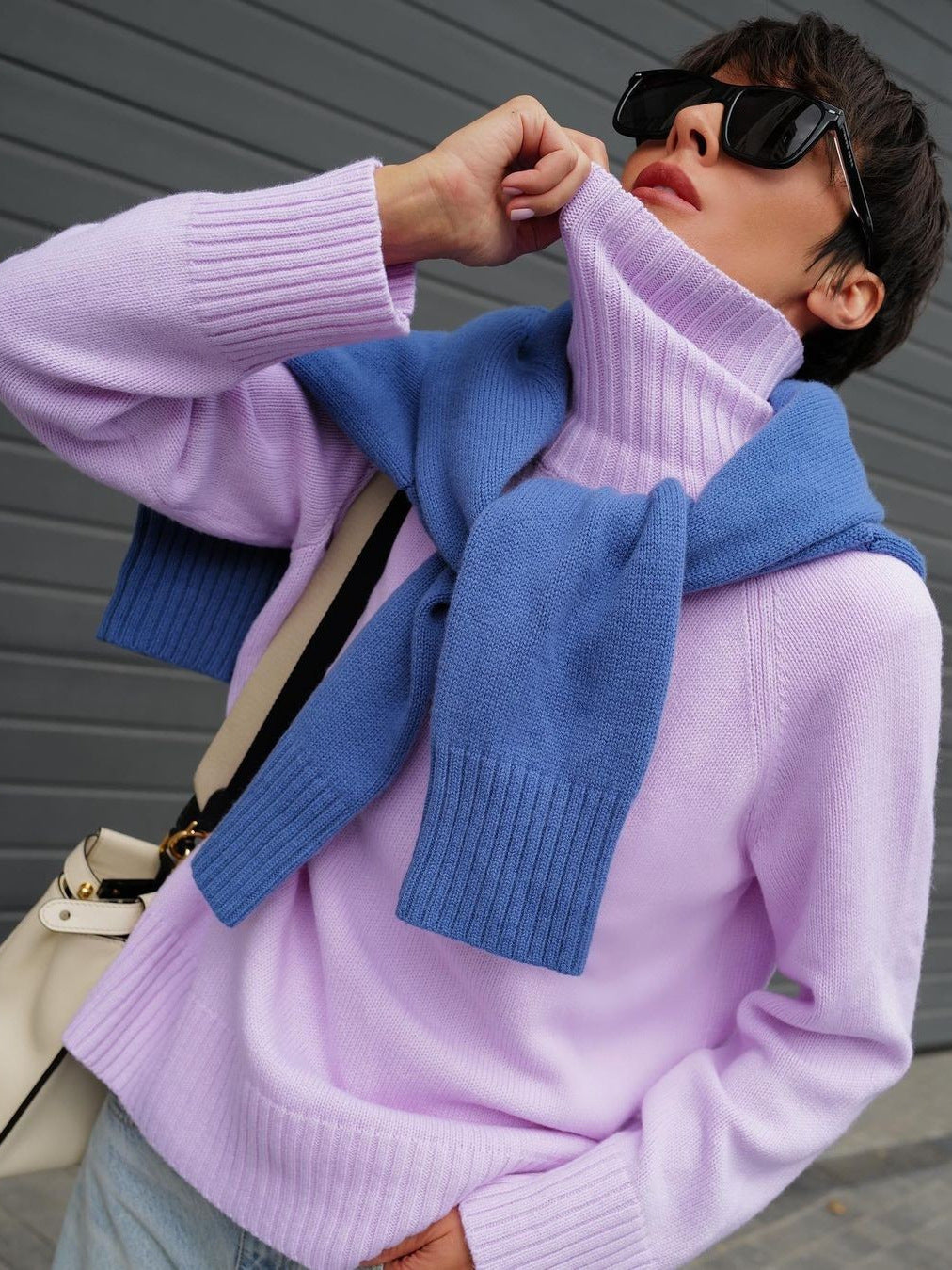 Elegant Commuter Versatile Solid Color Raglan Sleeve Sweater