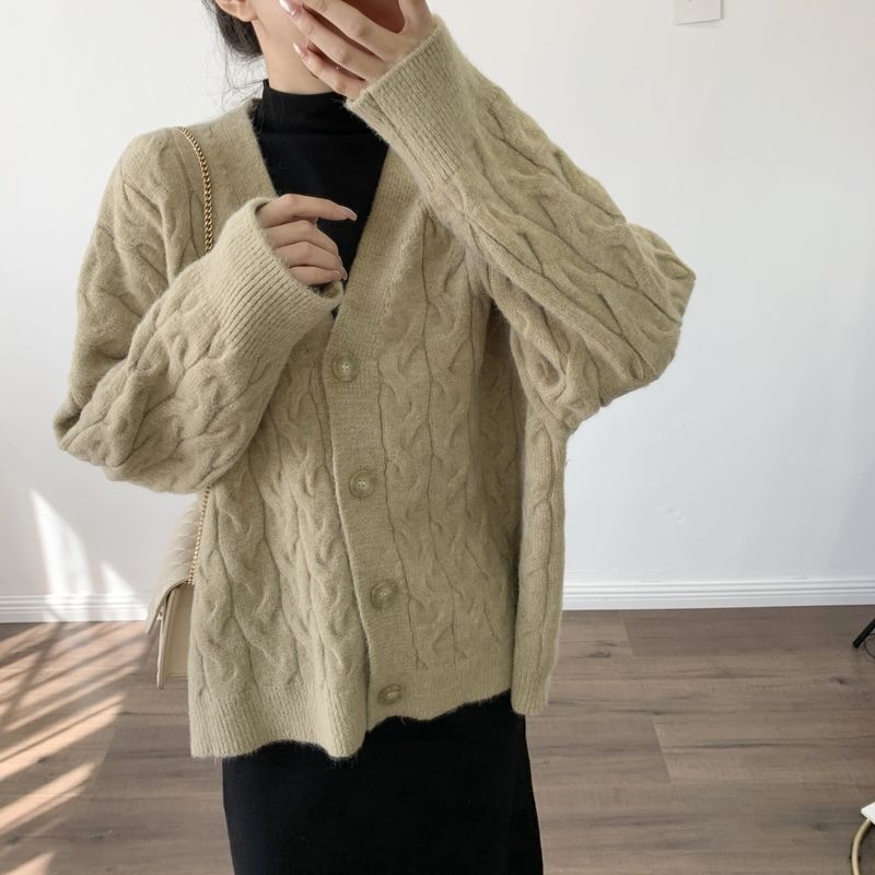 New Solid Color Sweater Loose Sweet Knitted Cardigan Women's Coat