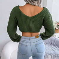 Women's Long-sleeved Knotted Knitted Sweater