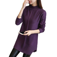 Mid Length Loose Korean Style Knitted Sweater All Match Pullover