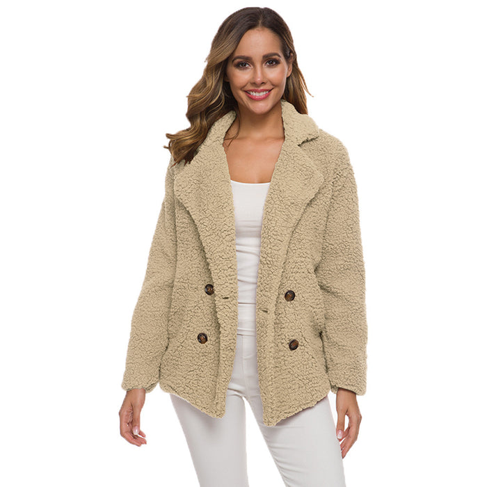 European And American Lamb Fleece Thickened Women's Sweater Coat