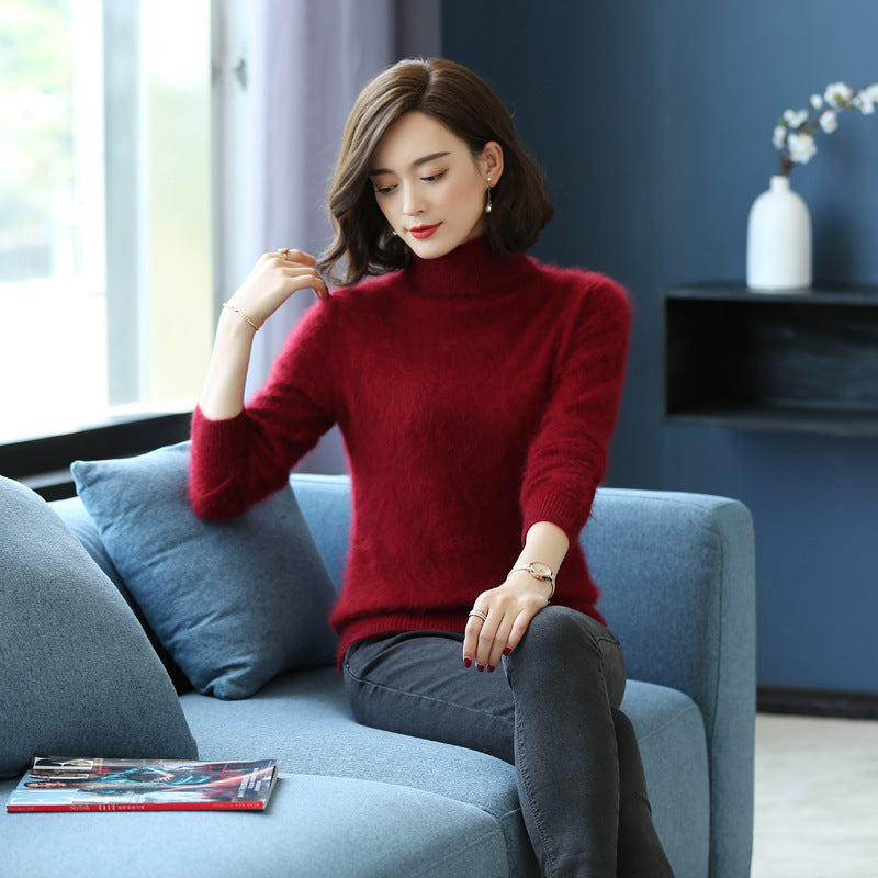 Turtleneck Pullover Short Loose Cashmere Knitted Mink Velvet Bottoming Shirt Sweater