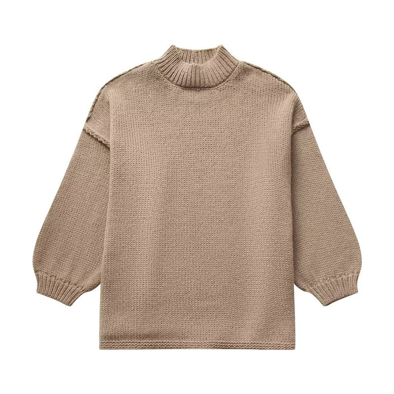 Temperament Crew Neck Simple Style Thin Sweater