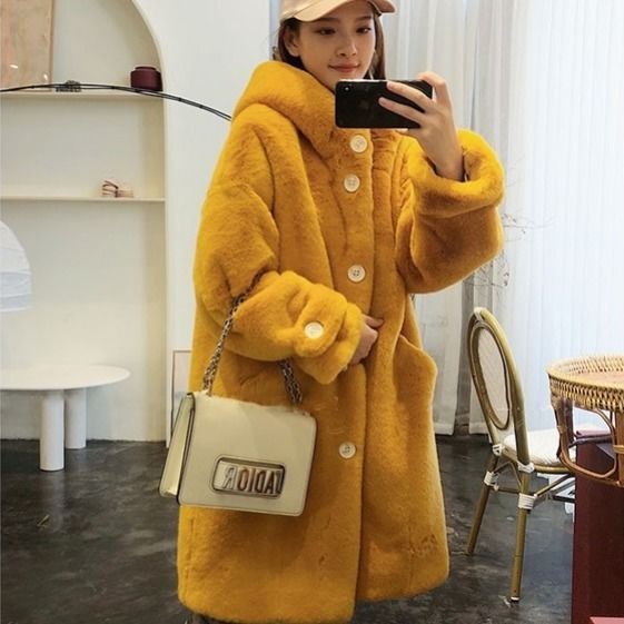 Winter New Hooded Thick Cotton Faux Fur Jacket