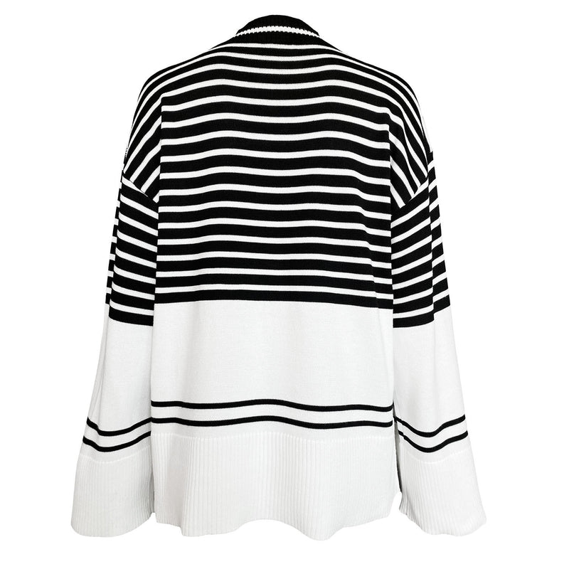 Women's Turtleneck Knitted Striped Loose Sweater