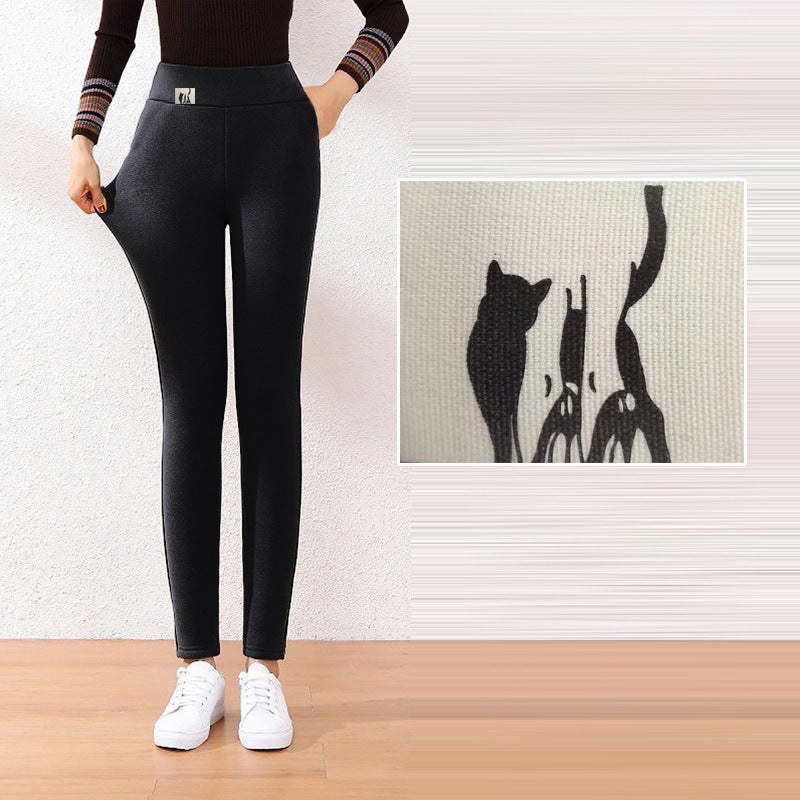 Women's Fashion Simple High-waisted Tight-fitting Warm Pants