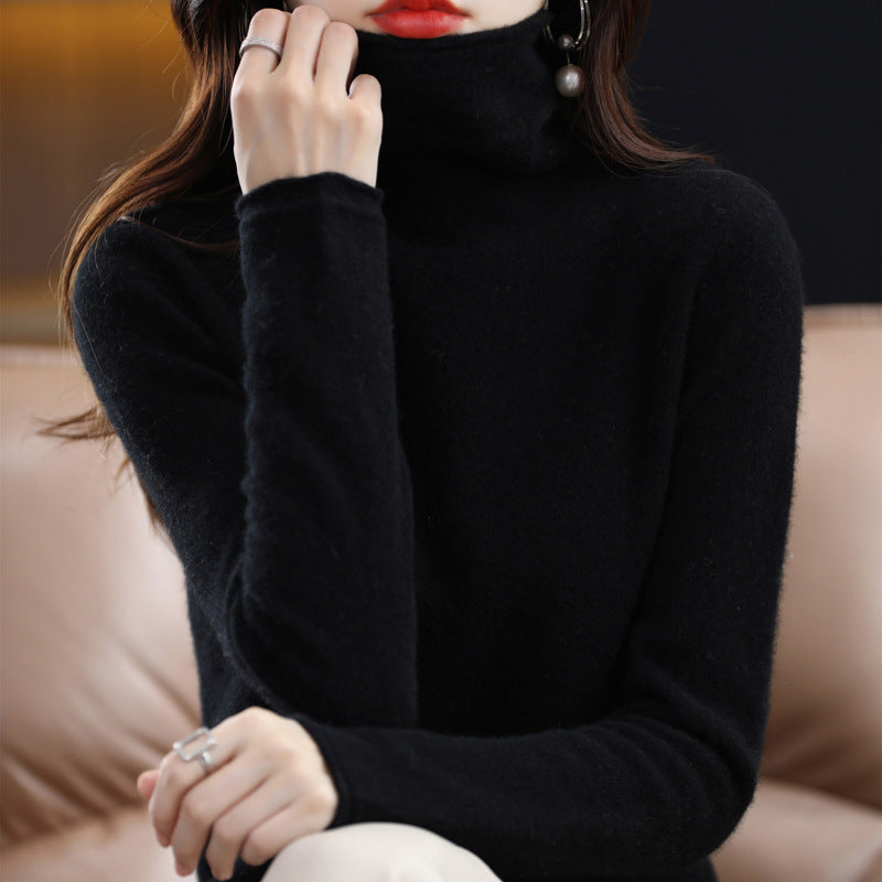 Pile Collar Woolen Sweater Women's Bottoming Shirt Turtleneck Sweater