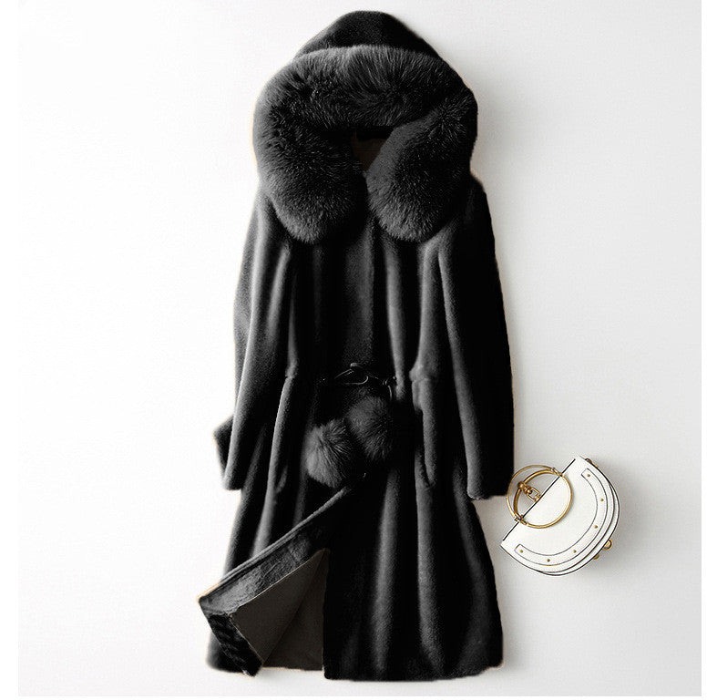 Fashion New Product Fur Women's Mid-length Slim Coat