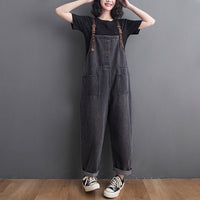 Spring And Summer Literary Plus Size Slim Denim Overalls