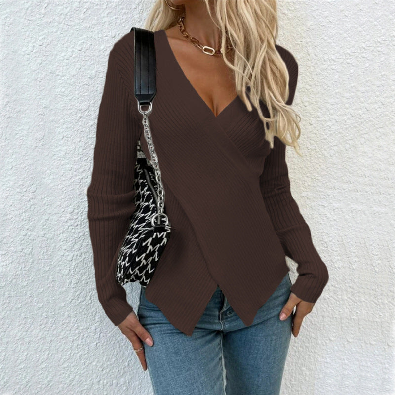 Irregular Cross Sweater Women's Top