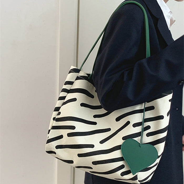 Women's Fashion Contrast Color Zebra Print Canvas Bag