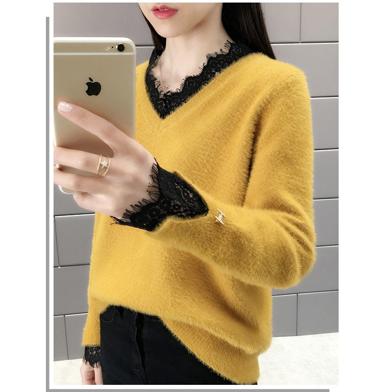 Fashion All-match Ladies Mink Fleece Sweater