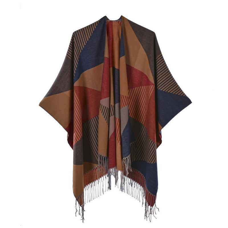 New Temperament Gentle Retro Fashion Jacquard Thickened Warm Shawl