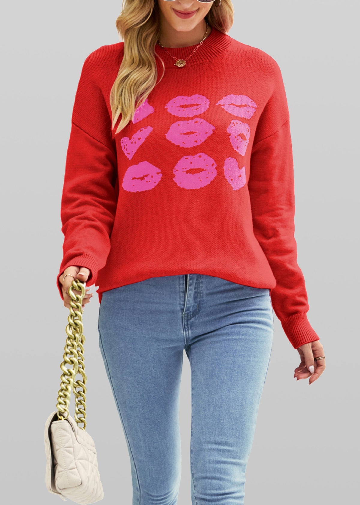 European And American Autumn Winter Love Lips Sweater