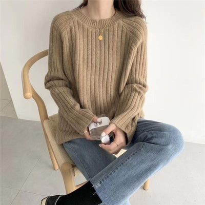 Loose Knitwear All Match Solid Color Bottoming Shirt Autumn Winter