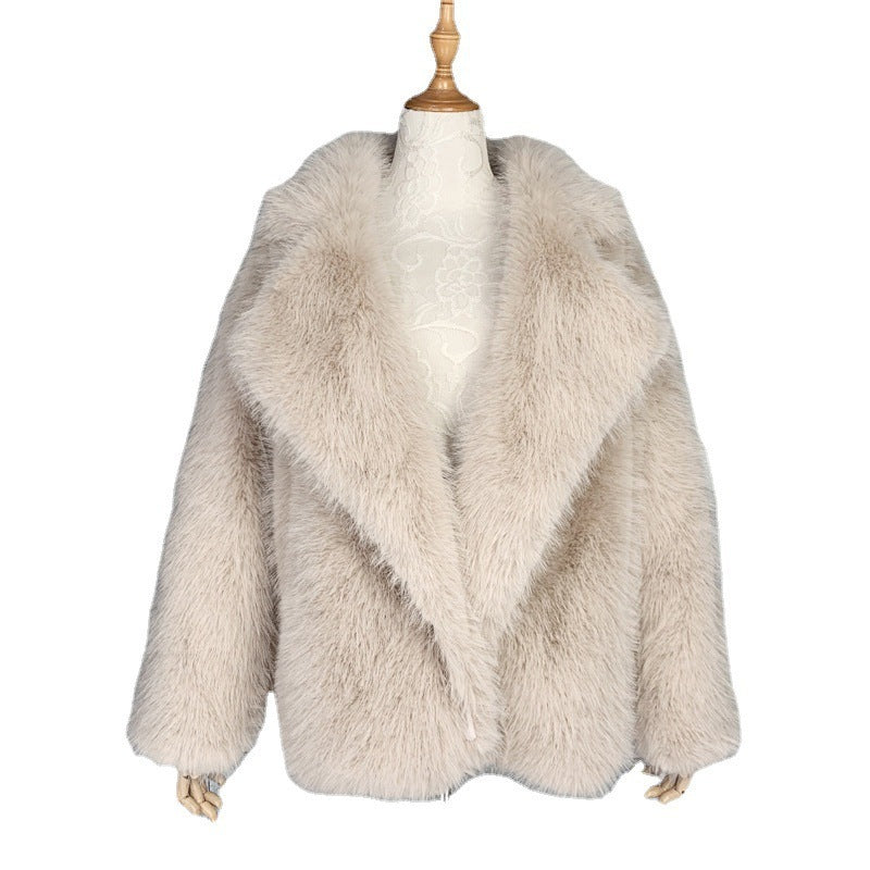 New Fox Hair Medium Length Suit Collar Fur Coat