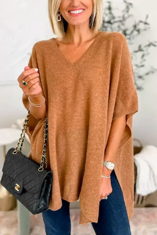 Cloak Cover V-neck Loose Sweater Top