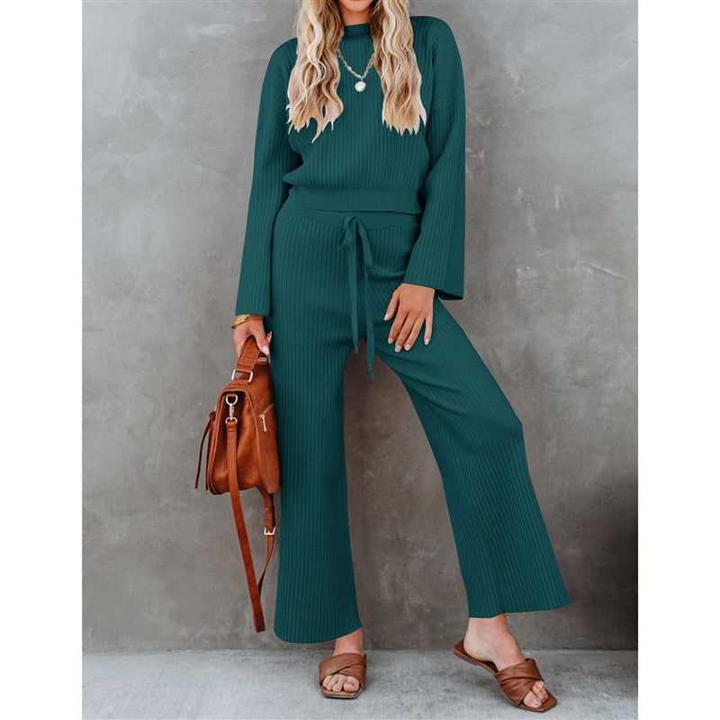 Autumn And Winter New Fashion All-match Round Neck Top Loose Casual Trousers