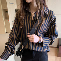 Lazy Style Shirt Women's New Casual All Match Stripes