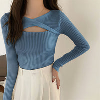 Women's Hollow-out Long-sleeved Knitted Sweater