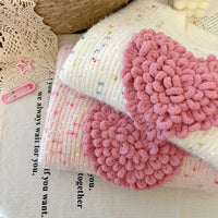 Three-dimensional Furry Heart-shaped Colorful Knitted Pullover Thick Sweater