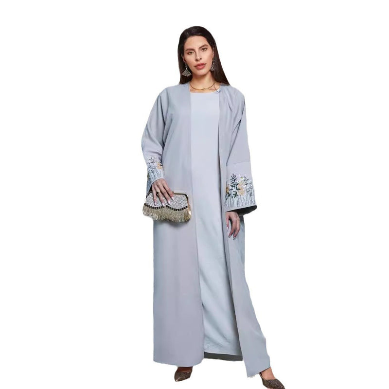 Middle East Muslim Clothing Robe Embroidered Cardigan Dress