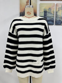 Striped Sweater Large Size Women's European And American Style