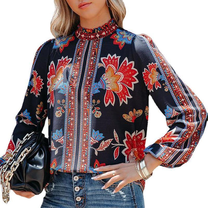 Autumn Women's Fashion Printed Long Sleeve Loose Casual Shirt