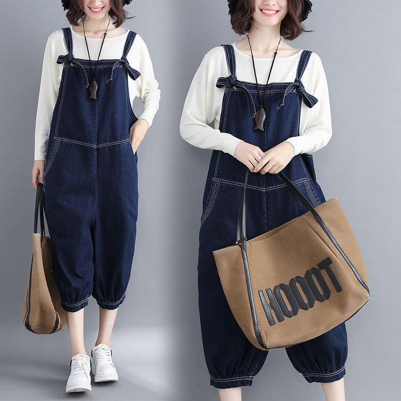 Suspenders Loose Jeans Seven-cent Jumpsuit Personality