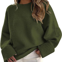 Women's Fashion Casual Round Neck Long Sleeve Plush Sweater Top