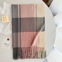 Women's All-match Cashmere Plaid Tassel Thickened Warm Shawl Scarf