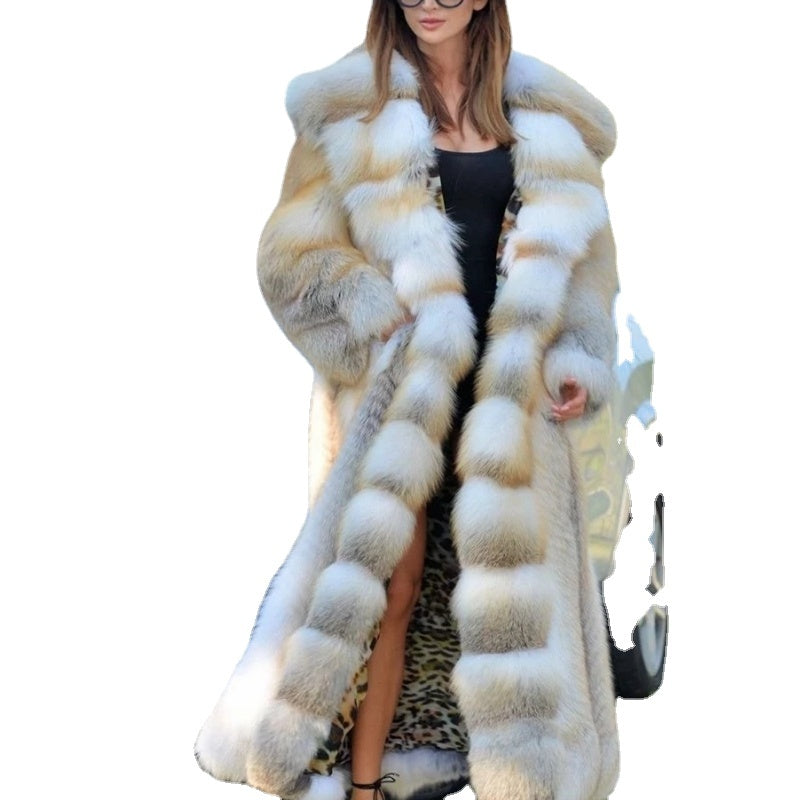 Mid-length Coat With Hooded European And American Faux Fur