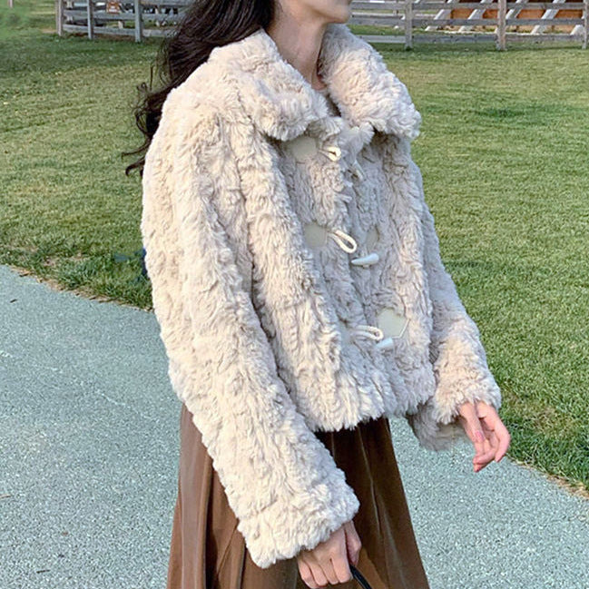 Lamb Fur Coat, Female Faux Fur, Rabbit Hair Embossed