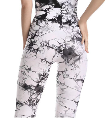 Tie-dyed Fitness Trousers High Waist Hip Lift Sports Skinny Running Sexy