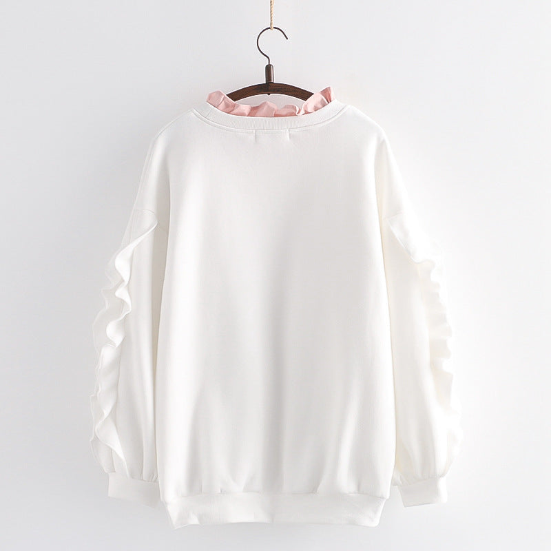 Printed Long Sleeve Non-hoodie Pullover Top