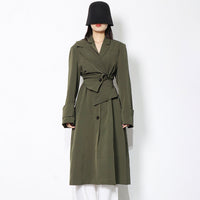 Irregular-panel Single-breasted Lapel Long Coat