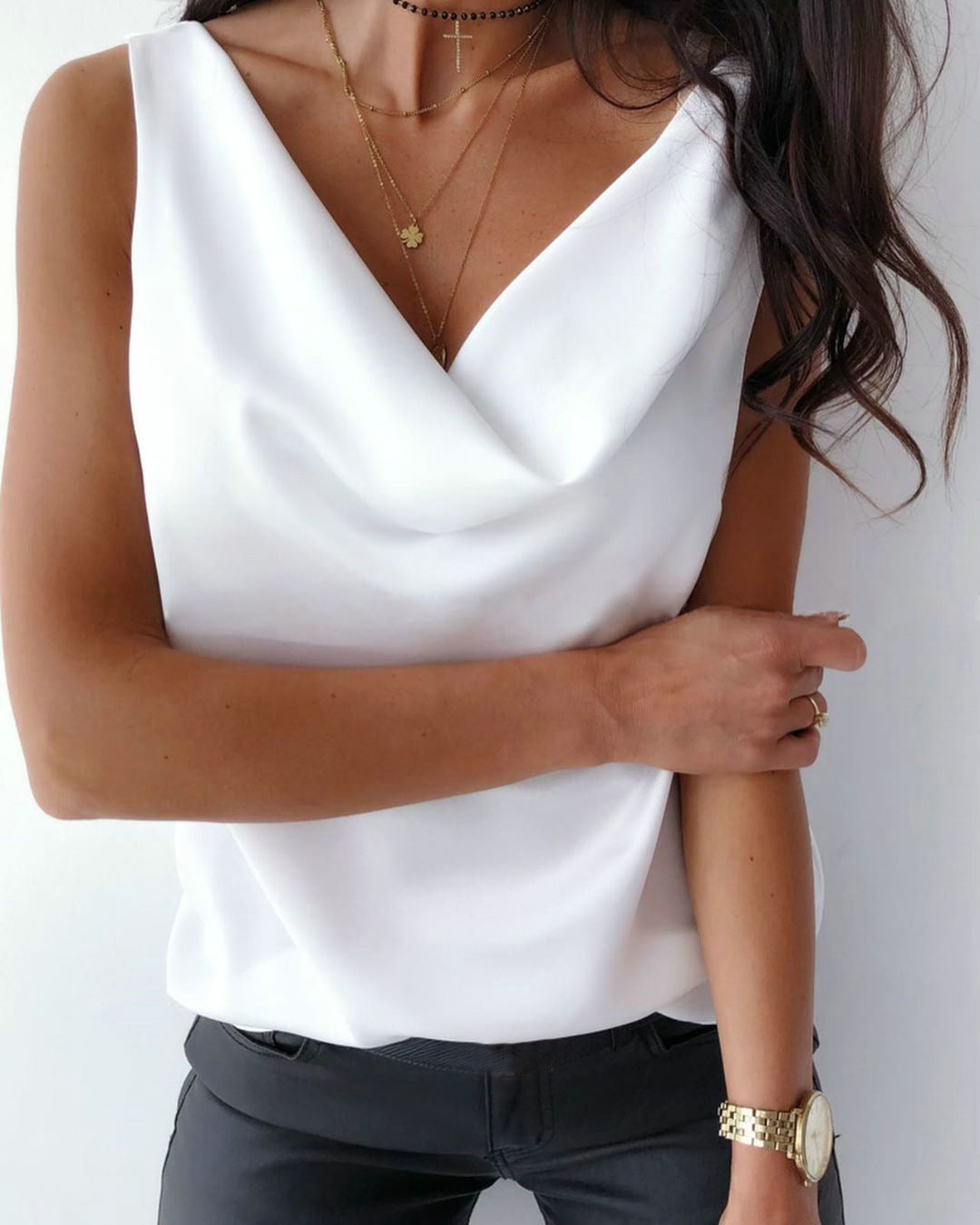 Fashion Solid Color Sleeveless Top