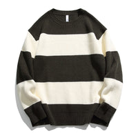 Autumn And Winter Striped Contrast Color Round Neck Sweater Men And Women Loose Leisure All-matching Couple