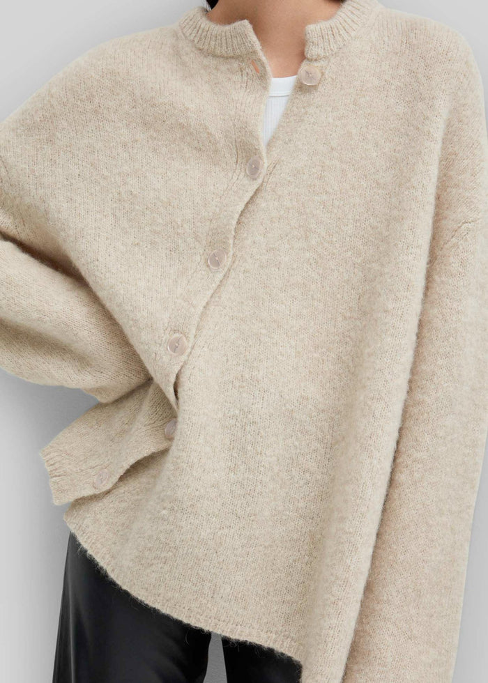 Loose Design Oblique Cardigan Beige Lazy Style Coat For Women