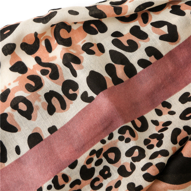 Dongdaemun Contrast Color Leopard Print Scarf Women