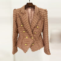 European And American Star Fashion Tassel Fringe Tweed Slim Suit Jacket